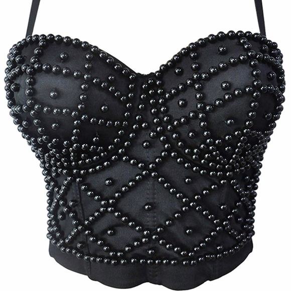 Tops - Sexy black bra top studded